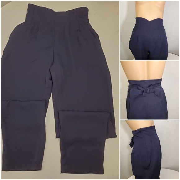 Pants - 🌼HP🌼NWOT Navy Blue High Waisted Tapered Pants